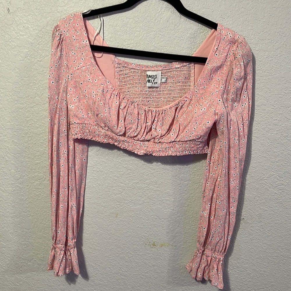 Longsleeve Floral Pink crop top